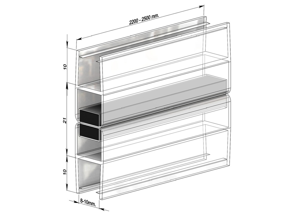 MD 211-8 - BLACK Garnitura siliconica magnetica  180° (sticla8mm) 2.2m