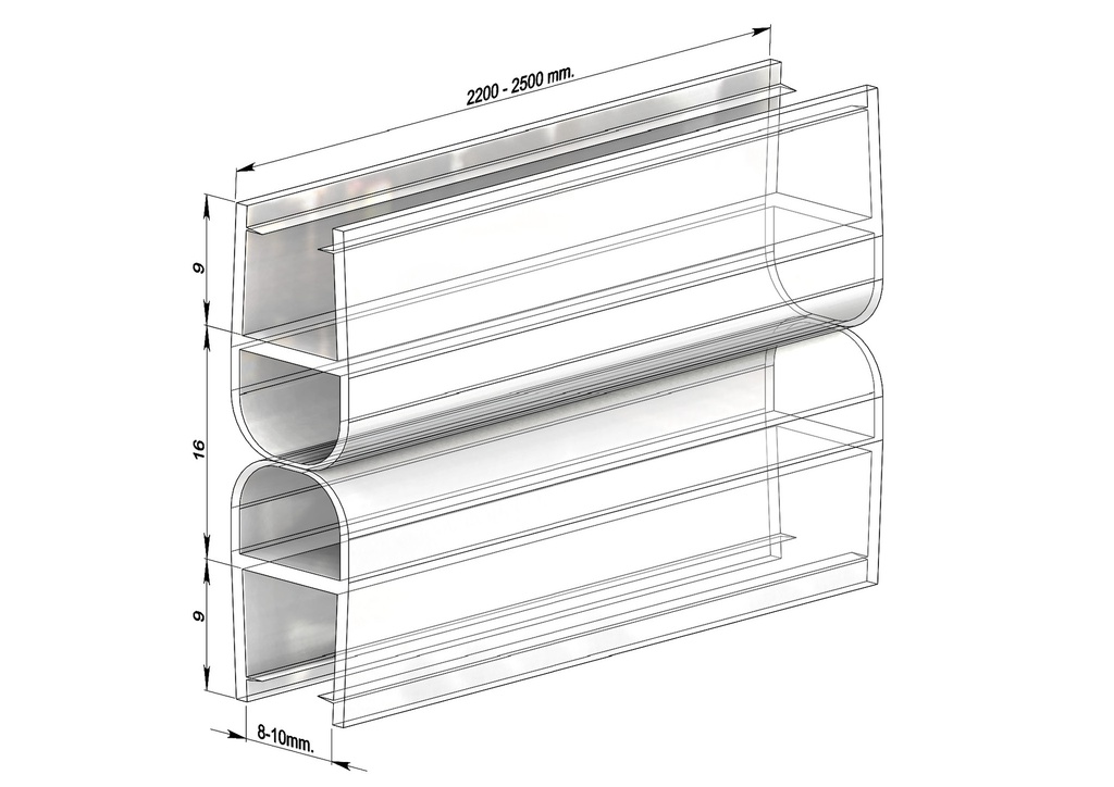 MD 212 /10mm - Garnitura siliconica cu bulb (sticla 10mm) h 2200mm