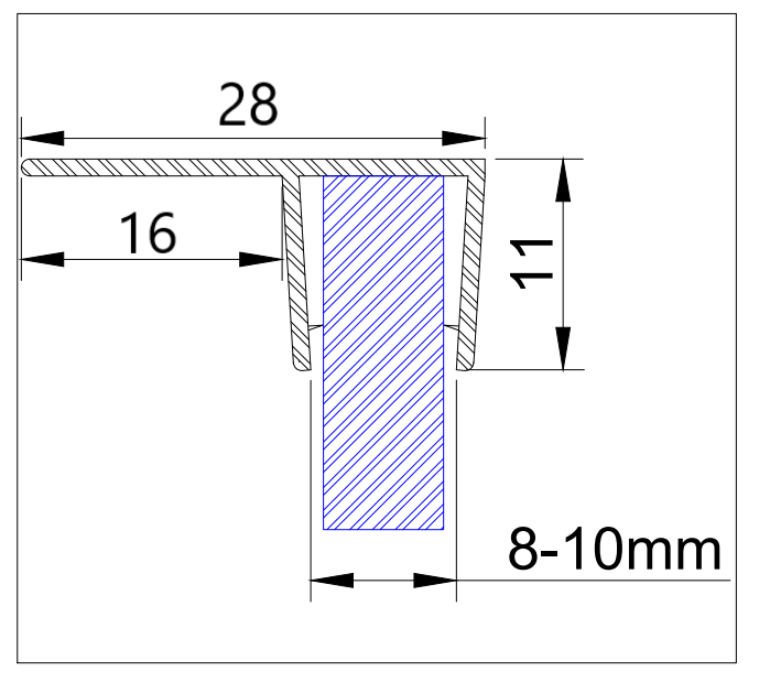 MD 219 /8mm - Garnitura siliconica (sticla 8 mm) (x=16mm) h2200mm