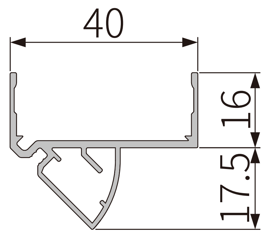 A206-40 OPK PS Profil capac lateral colt 90