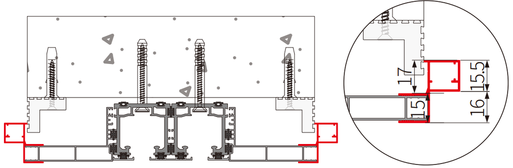 A306 OPK PS Profil pervaz pentru extensie toc sistem telescopic , COPPER