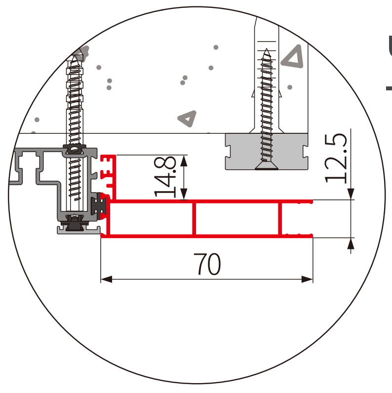 A338 C OPK PS Profil extensie toc superior sistem telescopic , COPPER