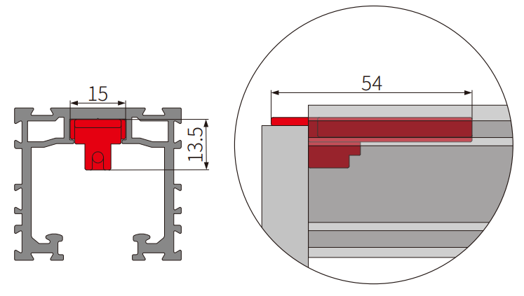 A522 OPK PS Conector de pozitionare sina telescopica