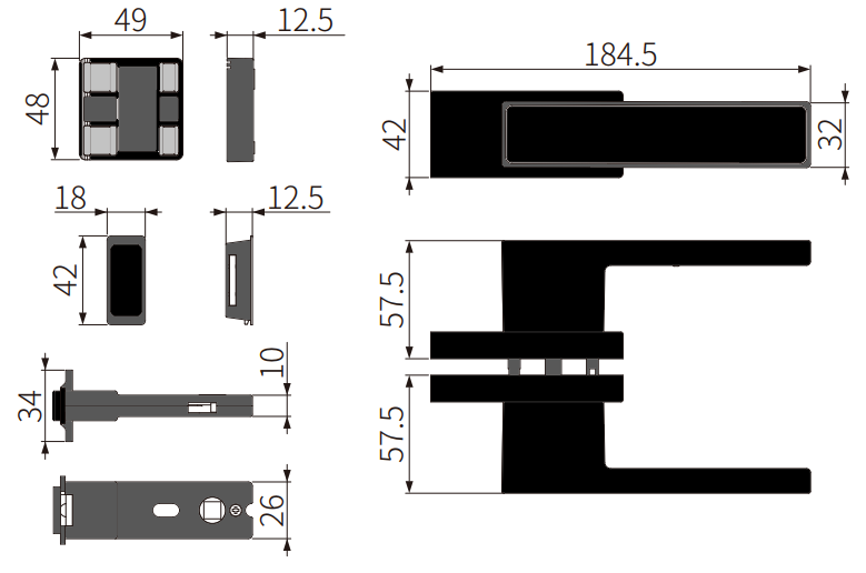 A542 OPK PS Incuietoare magnetica, usa cu profil perimetral, BLACK