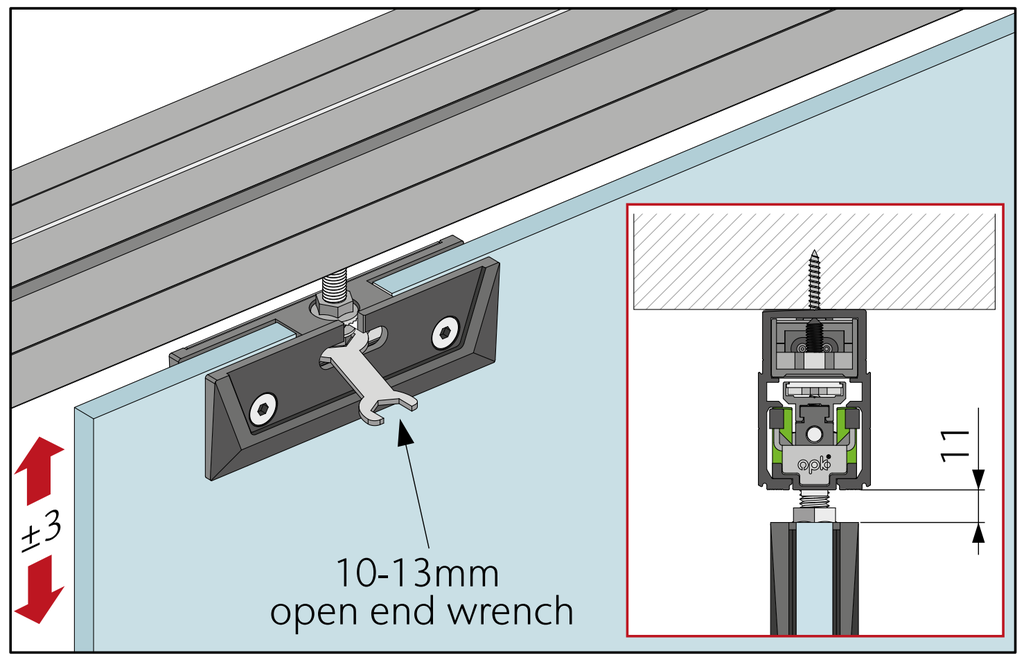 Clema prindere sticlă OPK E-Space cu capac decorativ, 1 usa