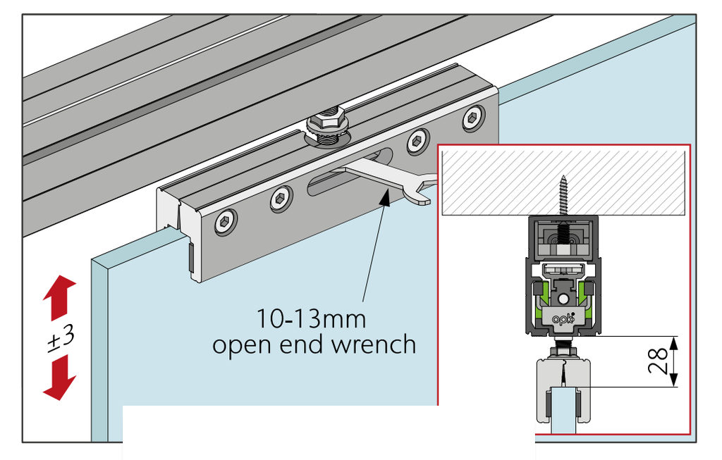 Clema prindere sticlă opk E-Space 8 - 10 mm 1 ușă