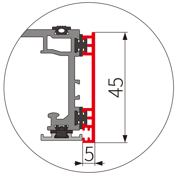A321 OPK PS Capac lateral pentru sina de rulare sistem telescopic