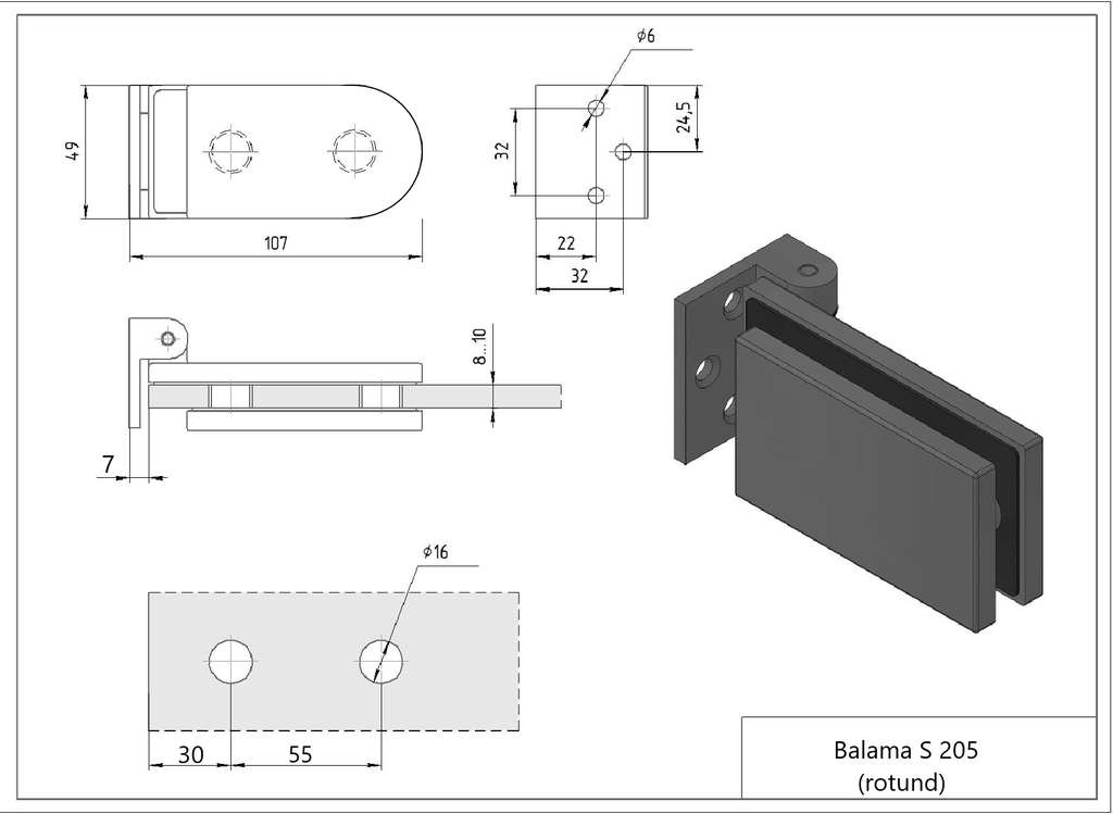 S 205 - ALUM - Balama capat rotund CB (usi toc)