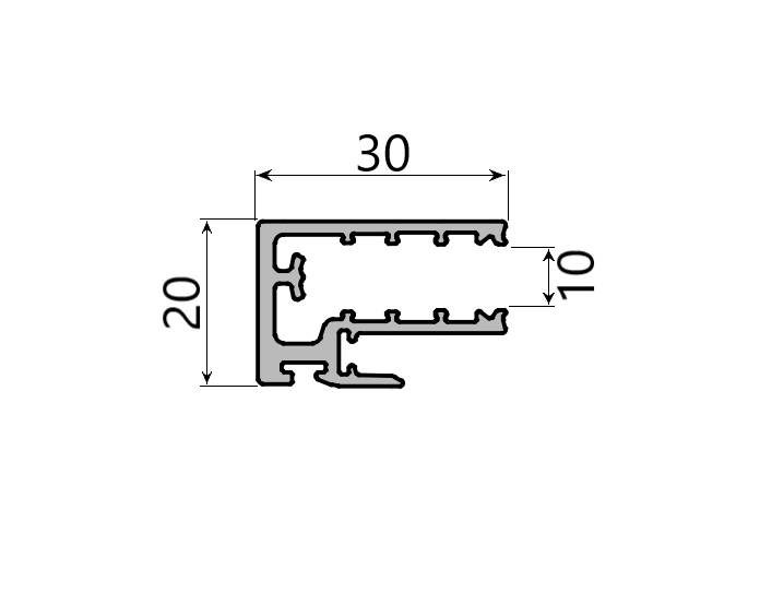 MD 20x30 profil lateral de tragere, sticla 10mm, SLIDER NEXT