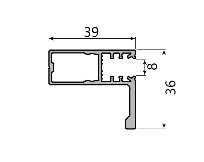Md 36x39 profil maner, sticla 8mm, , slider next