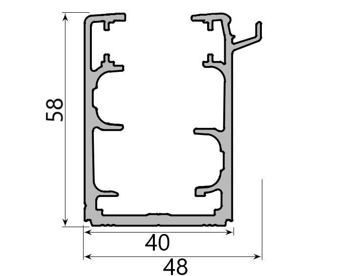 MD 58x48 profil sina glisare - cu evacuare apa (jos)  tango