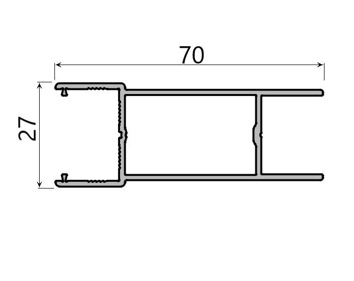 MD 70x27 profil lateral cu incuietoare slide master - slide master flat