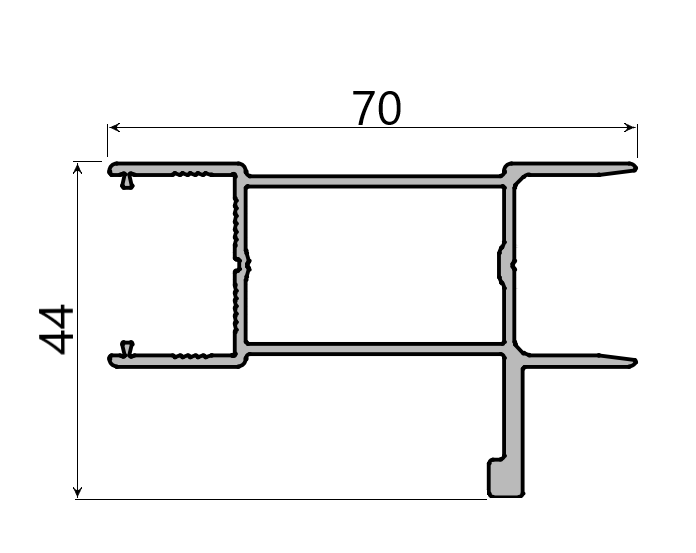 MD 70x44 profil maner lateral cu incuietoare slide master - slide master flat