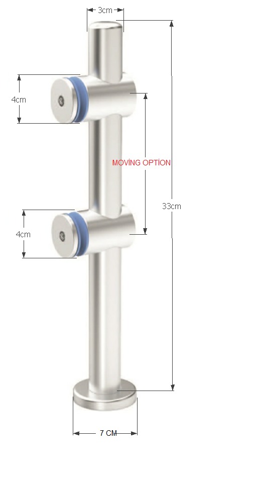 MD 80-6002 330h Picior sustinere sticla, tip spider dublu din aluminiu ANOD