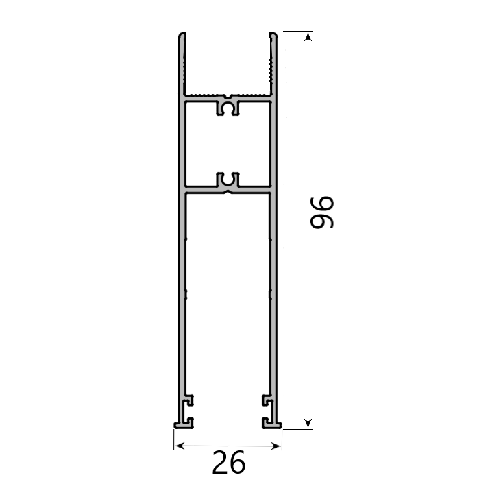 MD 96x26 Profil sticla SLIDE MASTER 10mm (jos) PRES