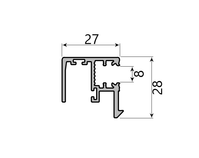 MD 28x27 90* profil de imbinare colt,  8mm, SLIDER NEXT