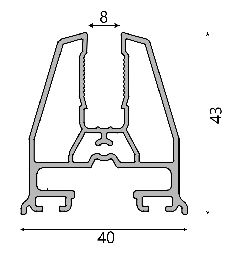 MD 43x40 profil sticla 8mm (sus/jos)  optima