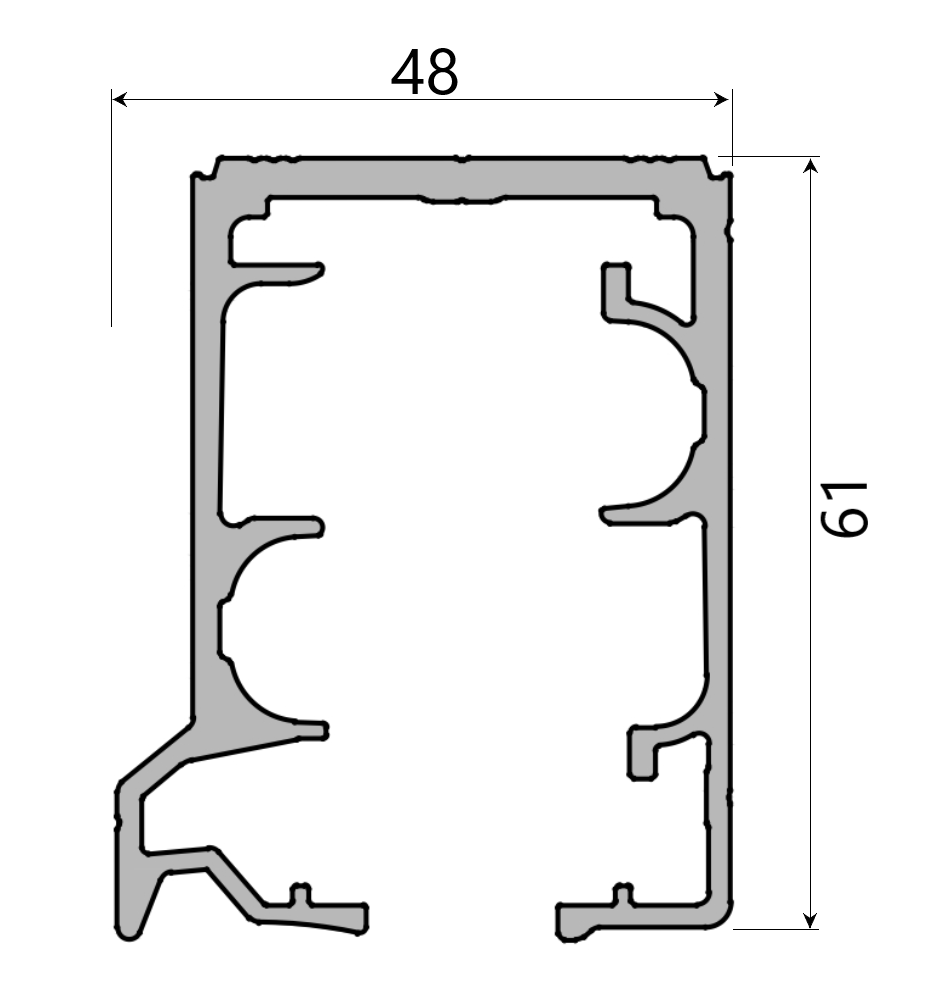 Md 61x48 profil sina glisare - cu evacuare apa (sus/jos)  optima