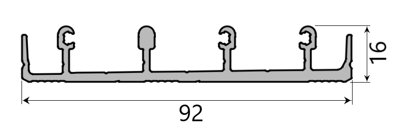 MD 16x92 Sina de glisare inferioara Flat cu 4 cai