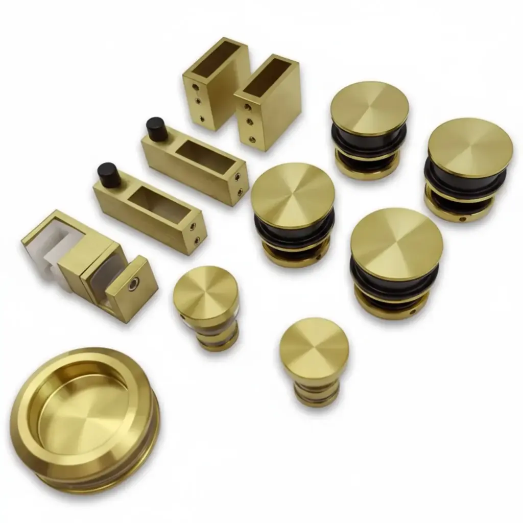 SLIDING SHOWER KIT WITH FIXED panel (SATIN GOLD)