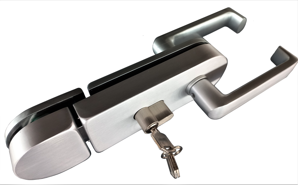 MD 012S Set Incuietoare usa toc aluminiu + contraplaca sticla ANOD