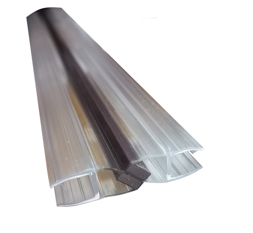 [TC-00000475] MD 210 /8mm - Garnitura transparenta cu magnet NEGRU 90° (sticla8mm) h2200mm