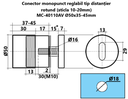 MD 40110av  - 50/35-45 mm conector reglabil tip distantier, sticla 10-20mm