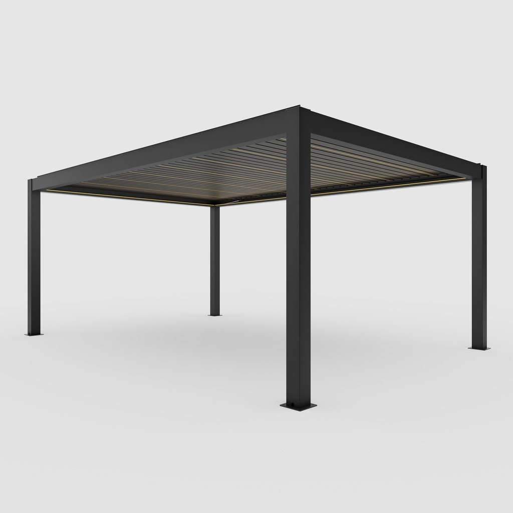 Pergola bioclimatica din aluminiu cu lamele rotative, MD-9700A 3024 x 5060 mm, h3023 RAL7016