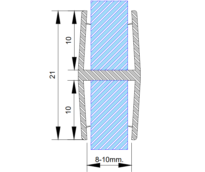 MD 213-8 - Garnitura siliconica H sticla-sticla 180* (sticla8mm) 2.5
