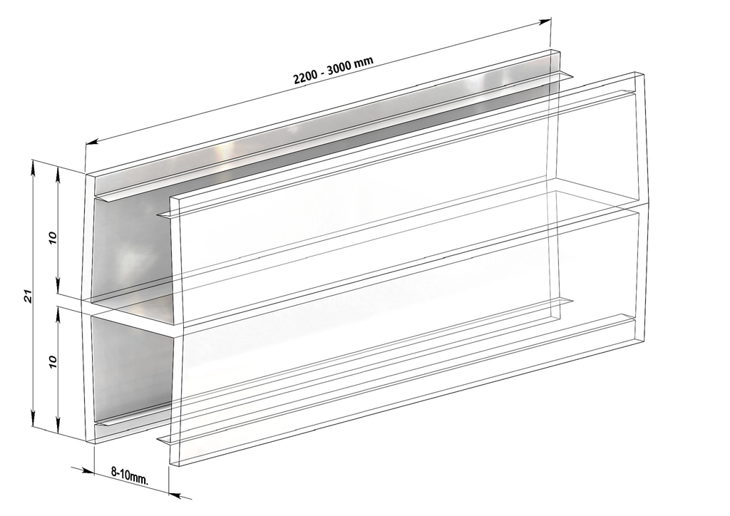 MD 213-8 - Garnitura siliconica H sticla-sticla 180* (sticla8mm) 2.5