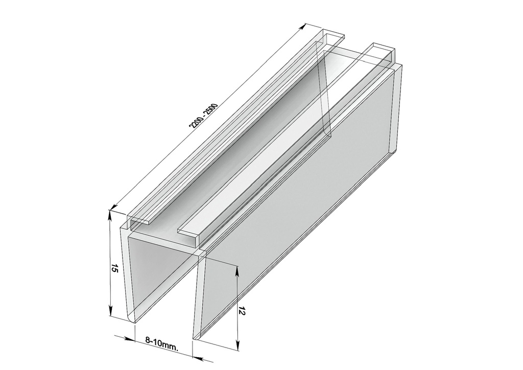 MD 21H /10mm - Garnitura siliconica cu perie (sticla10mm) h 2200
