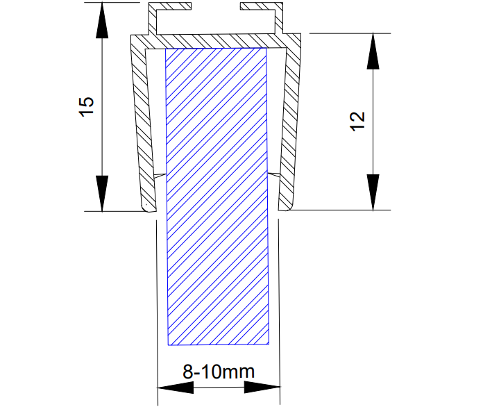 MD 21H /10mm - Garnitura siliconica cu perie (sticla10mm) h 2200