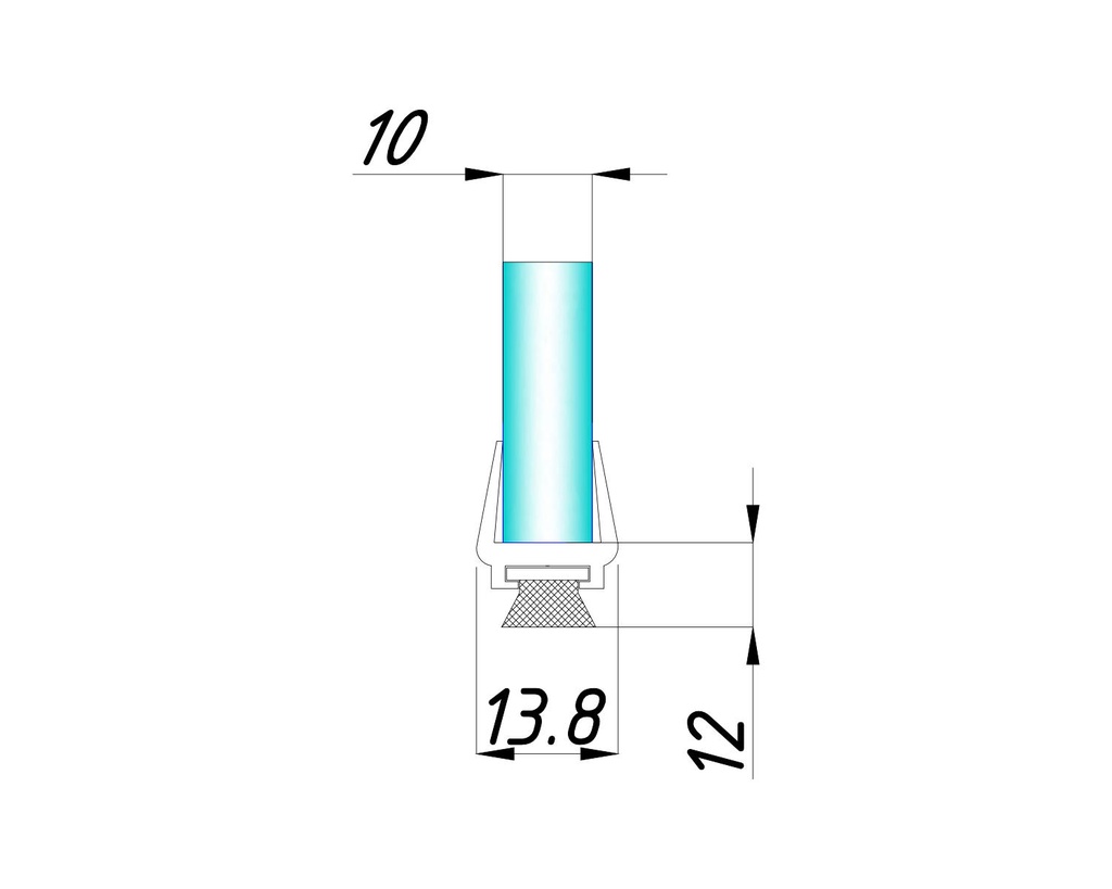 MD 21H /10mm - Garnitura siliconica cu perie (sticla10mm) h 2200