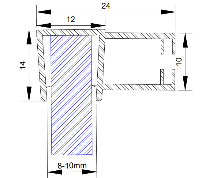 MD 22H-10 - Garnitura siliconica cu perie (sticla 10mm) h3200