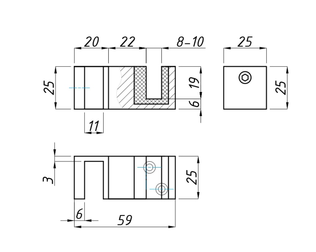 MD 243 PSS - Ghidaj glisare podea, patrat PSS