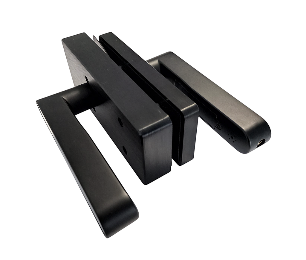 MAG/S01 B Incuietoare SMART magnetica pentru usa de sticla cu toc (maner amprenta) Black