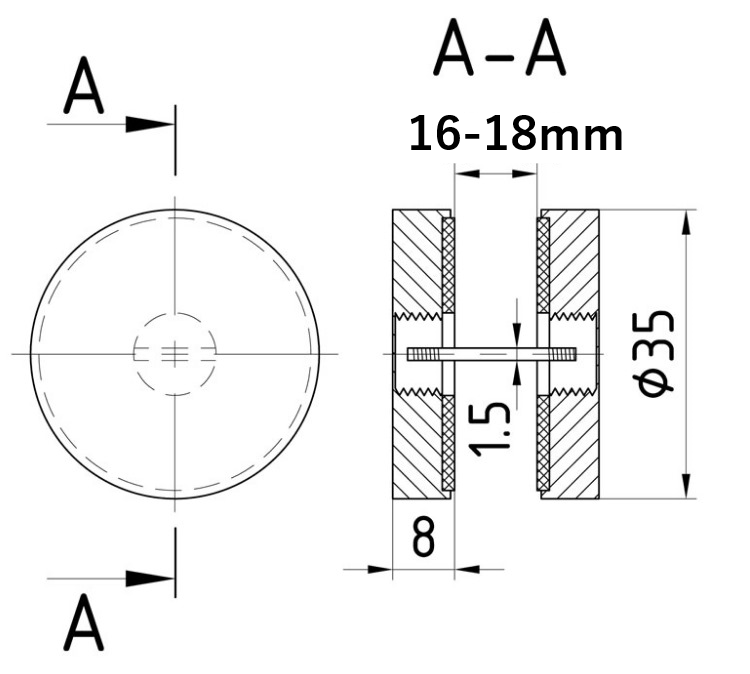 MD 522 SSS Conector prindere sticla sticla 16 mm