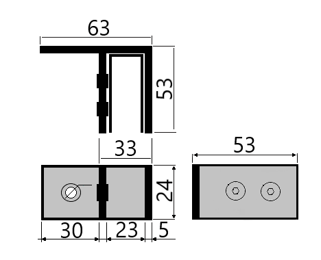 MD M009A-90 - Conector aliniere balustrada perete-sticla 90* 16mm SSS