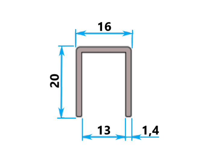 Pr8093 profil mana curenta tip u (16x20) sticla 12mm