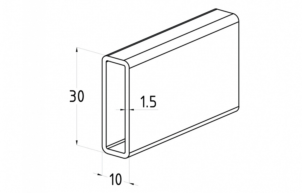 Profil inox 30x10x1.5 / luciu 2m