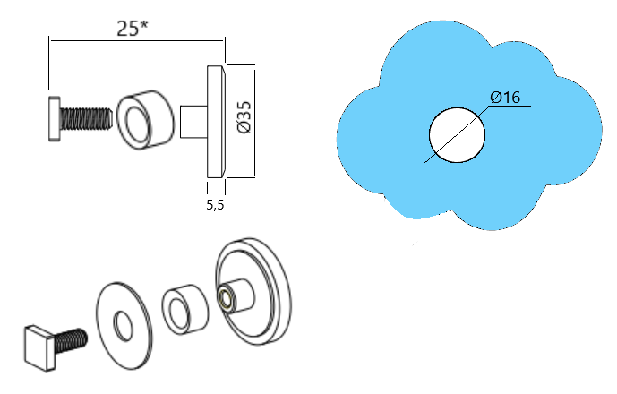 MD 170B Conector sina glisare - sticla BLACK