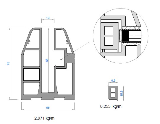 MW5500 Profil suport balustrada sticla 8-12mm RAL 7016 MAT