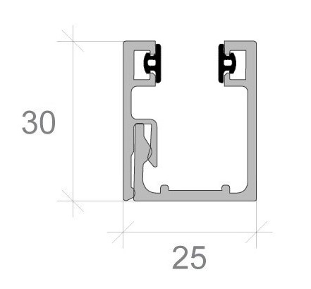 KP30 Garnitura cauciuc profil perimetral 25x30mm pt sticla 10mm, Negru