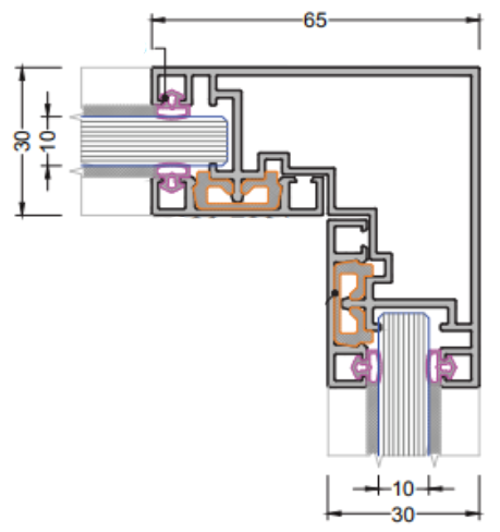 KP34 Garnitura cauciuc profil perimetral 30x34mm pt sticla 8mm, Negru