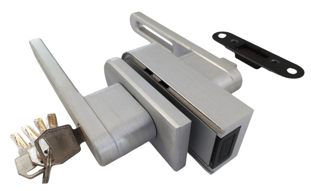 MAG/01L A Incuietoare magnetica pentru usa de sticla cu toc (rotunjita maner gol) ANOD