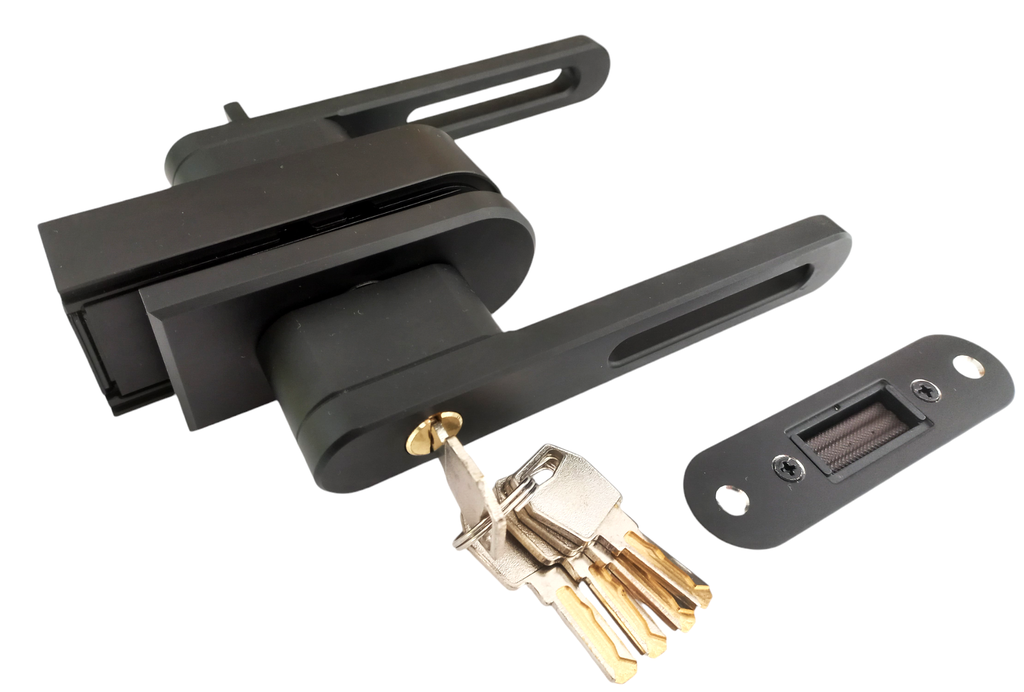 MAG/01L B Incuietoare magnetica pentru usa de sticla cu toc (rotunjita maner gol) Black