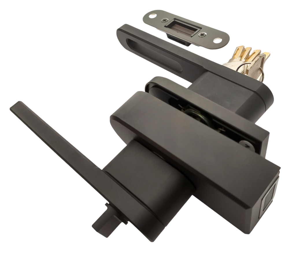 MAG/01L B Incuietoare magnetica pentru usa de sticla cu toc (rotunjita maner gol) Black