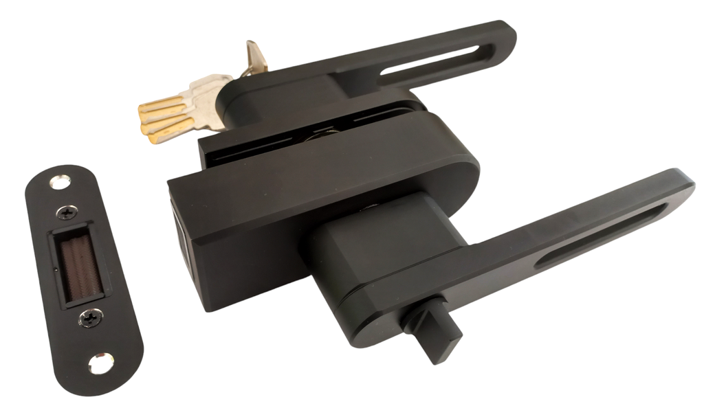 MAG/01L B Incuietoare magnetica pentru usa de sticla cu toc (rotunjita maner gol) Black