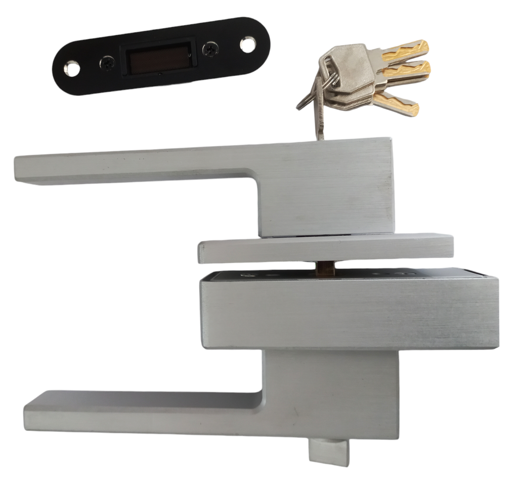 MAG/L02F A Incuietoare magnetica pentru usa de sticla cu toc (maner mare) ANOD