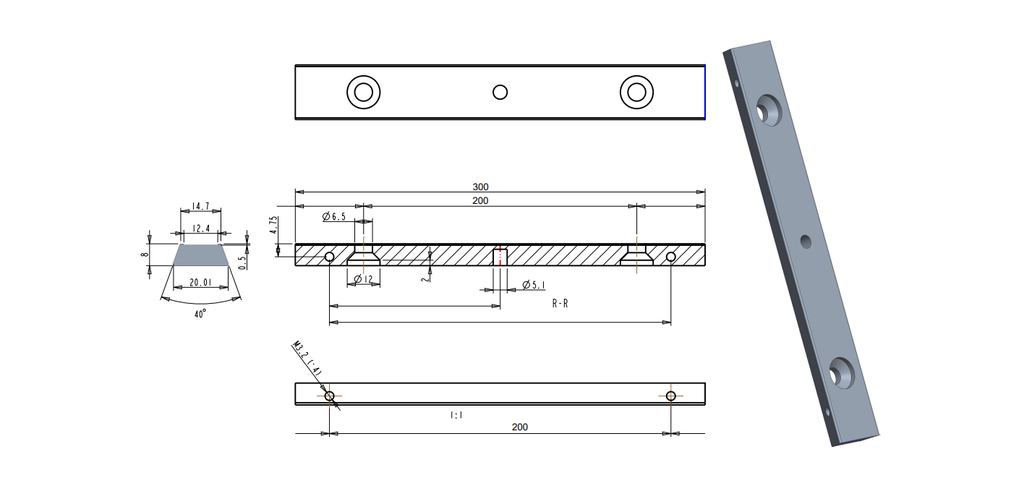 MD 171B Maner - rectangular 300x200mm Black